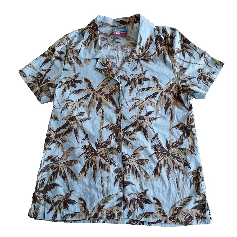 VTG 80s Reyn Spooner‎ Joe Kealuka's Hawaiian Shirt Women's Small Blue Floral